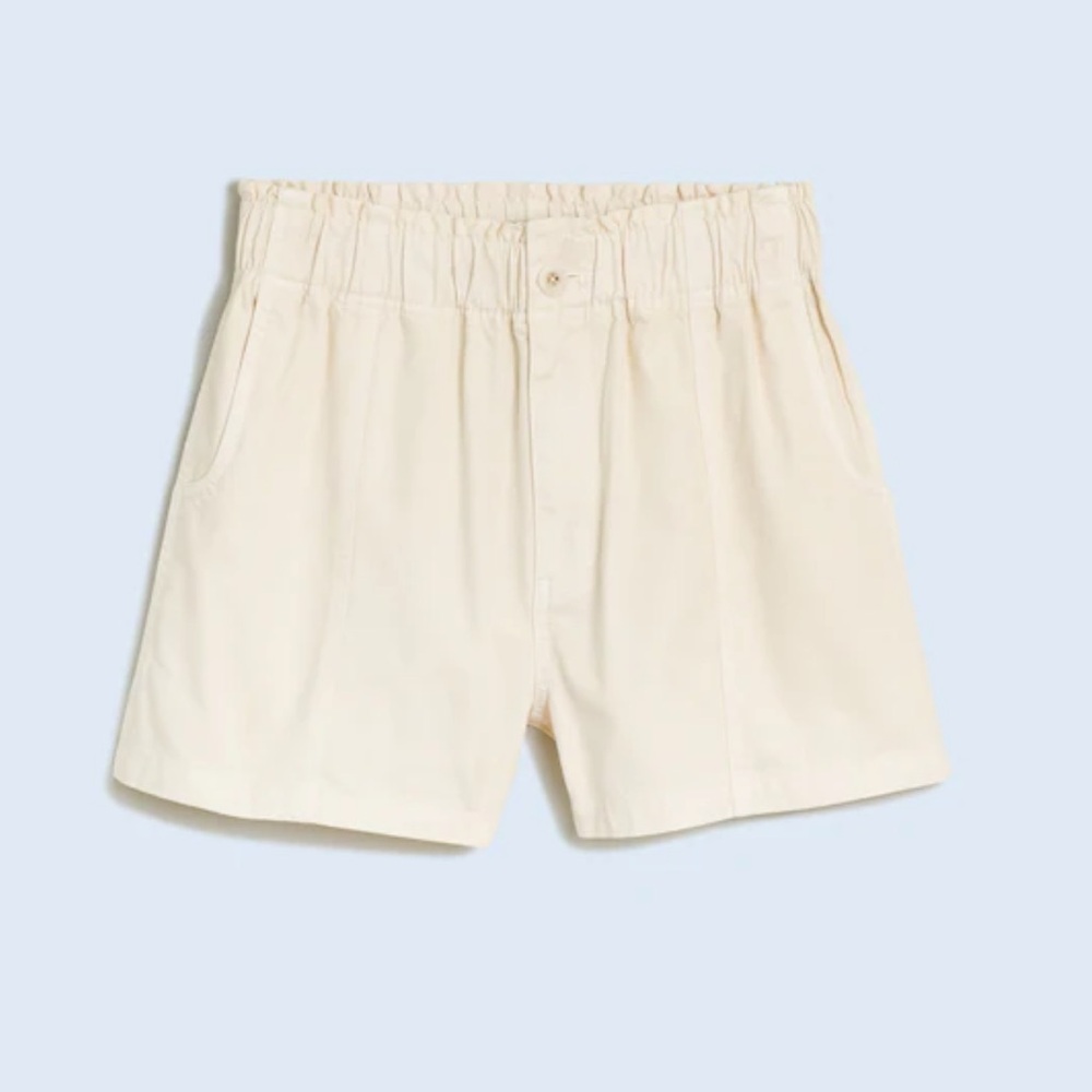 Madewell Pull-On Paperbag Shorts: Garment-Dyed Edition, antique cream